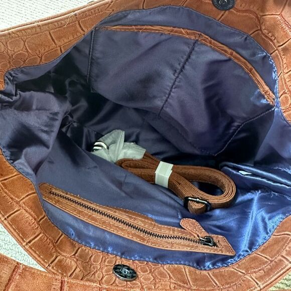 NEW Neiman Marcus Brand Brown/Rust Suede Hobo Shoulder Bag with Zip Closure - Picture 3 of 10